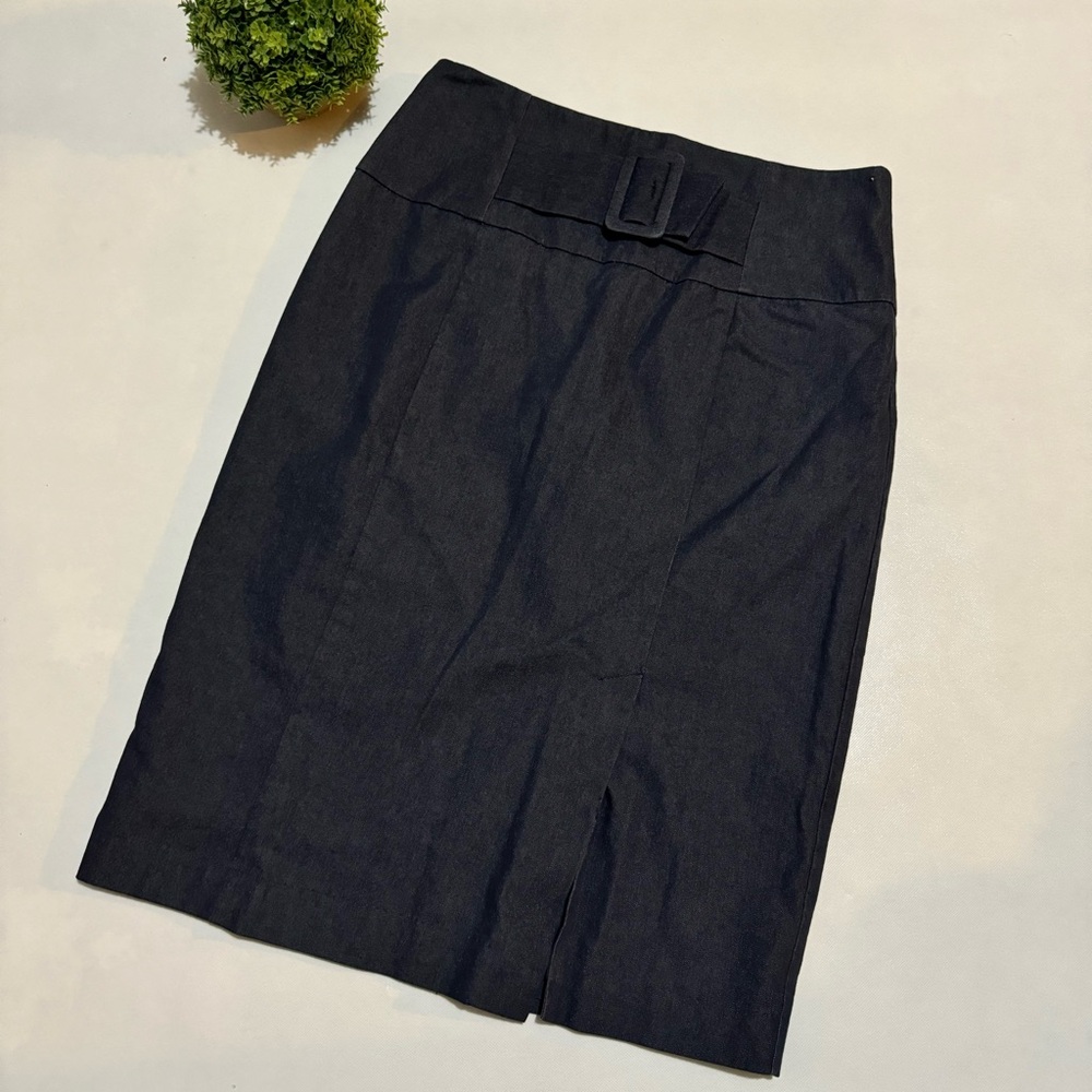 Worthington Blue Denim Colored Classic Career Buckle Pencil Skirt Womens Size 10